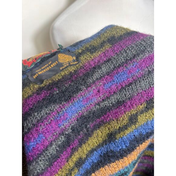 ALPS Women's Apparel Cardigan Sweater Wool Striped Cozy Aztec Southwestern Gray - Picture 5 of 5